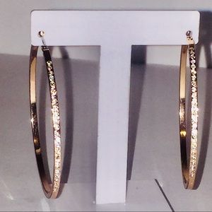 Crystal Hoop Earrings (Rose Tone)